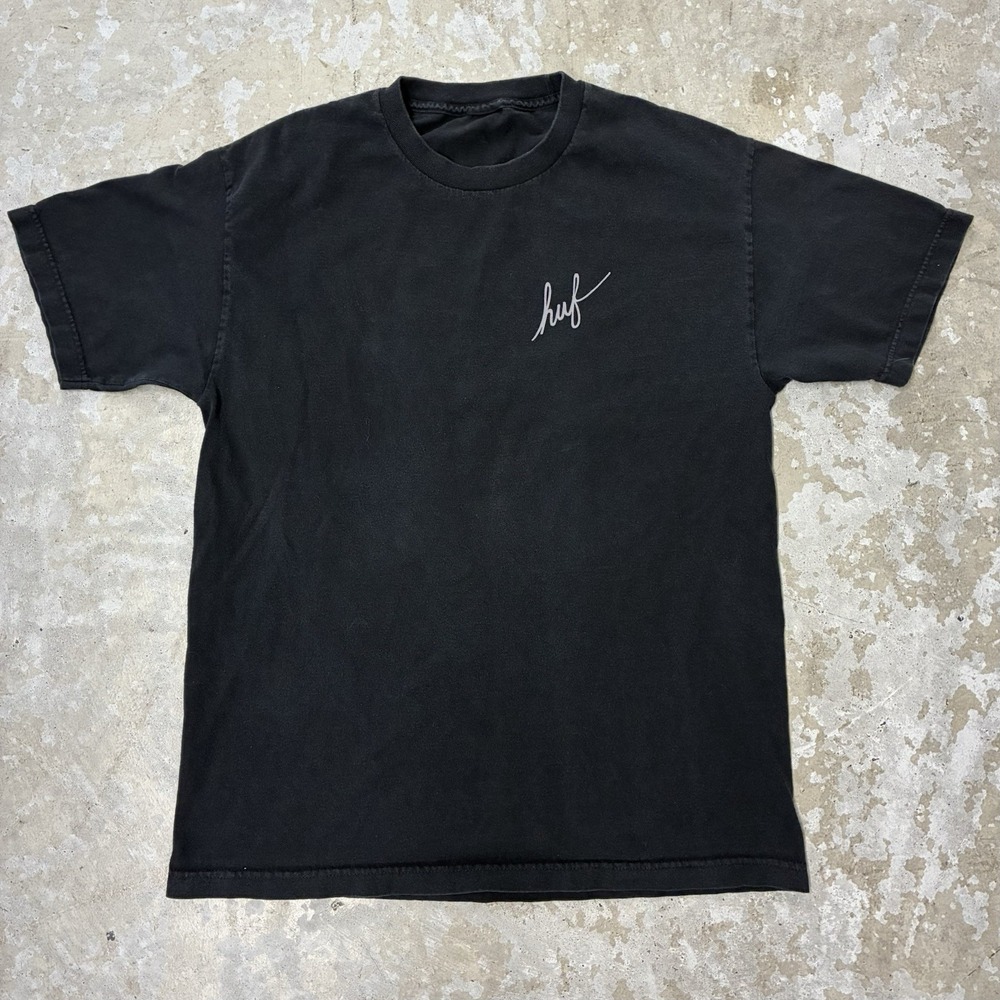 HUF Classic H Logo T Shirt Mens Large Black Streetwear Skate Graphic Tee